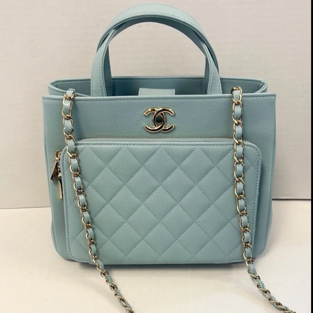 Chanel Business Affinity Blue Quilted Tote